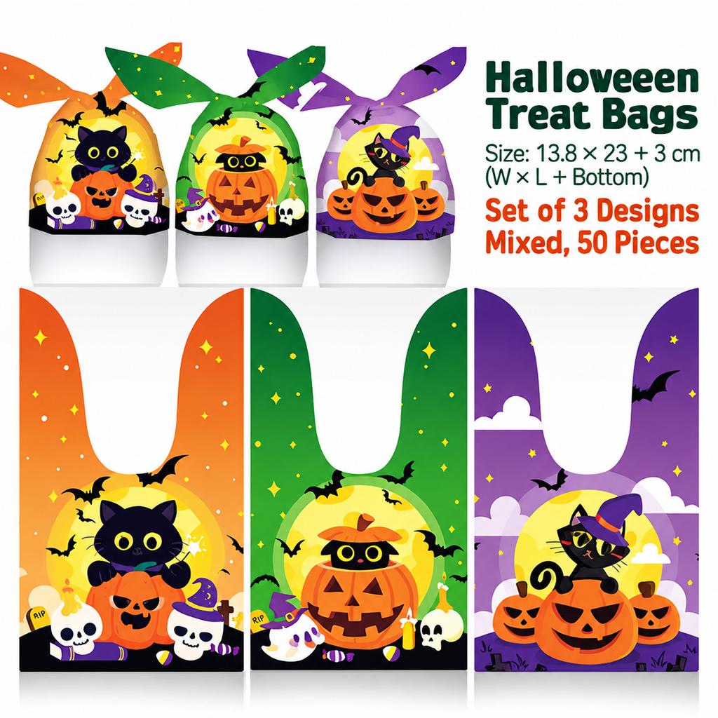Halloween Goodie Candy Bags 11 Designs Goody Gift Bag Bulk for Kids Boys Girls Trick or Treating Classroom Party Favor Supplies