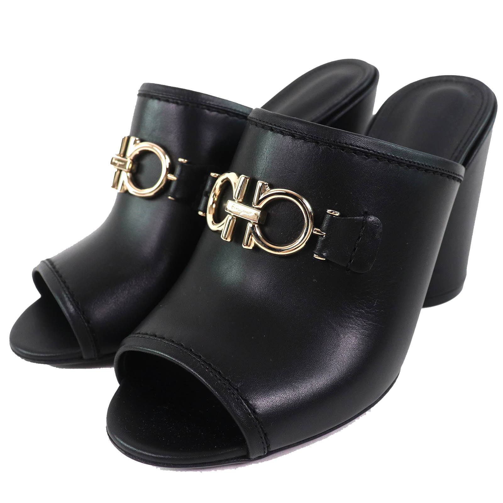 Excellent Salvatore Ferragamo Sandals   with chunky heels black leather Women 6 Used