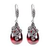 Vintage Women Faux Emerald Ruby Water Drop Dangle Hook Earrings Jewelry Gift