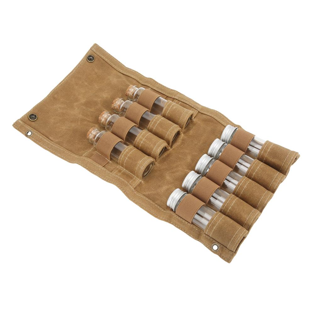 Seasoning Bottle Storage Bag Portable Camping Spice Kit with 9 Spice Jars for Outdoor Camping BBQ Picnic