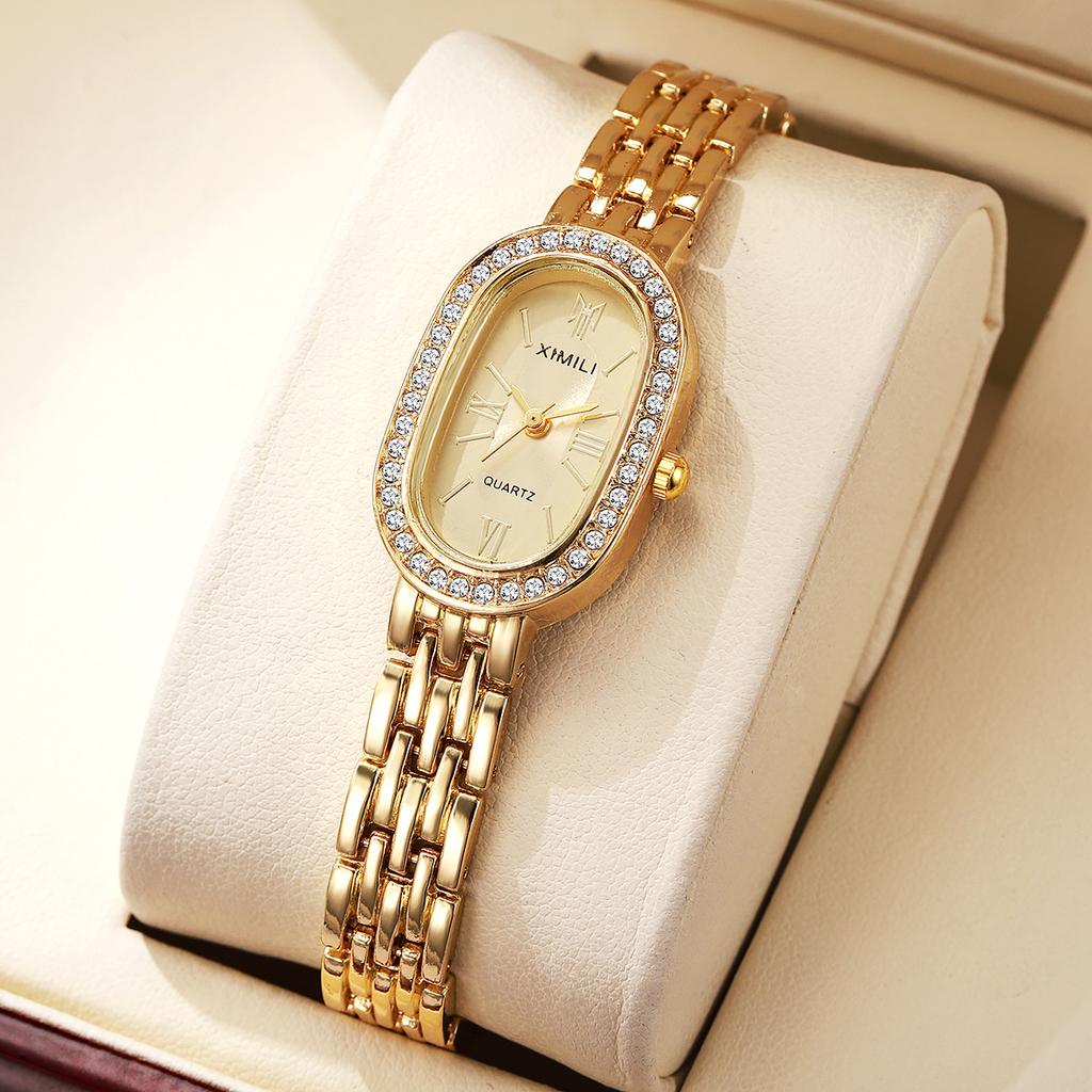 Ceas de damă 2025 Minimalist Stil Roman Oval Quartz Casual Compact Brățară Ceasuri de Rochie la Modă