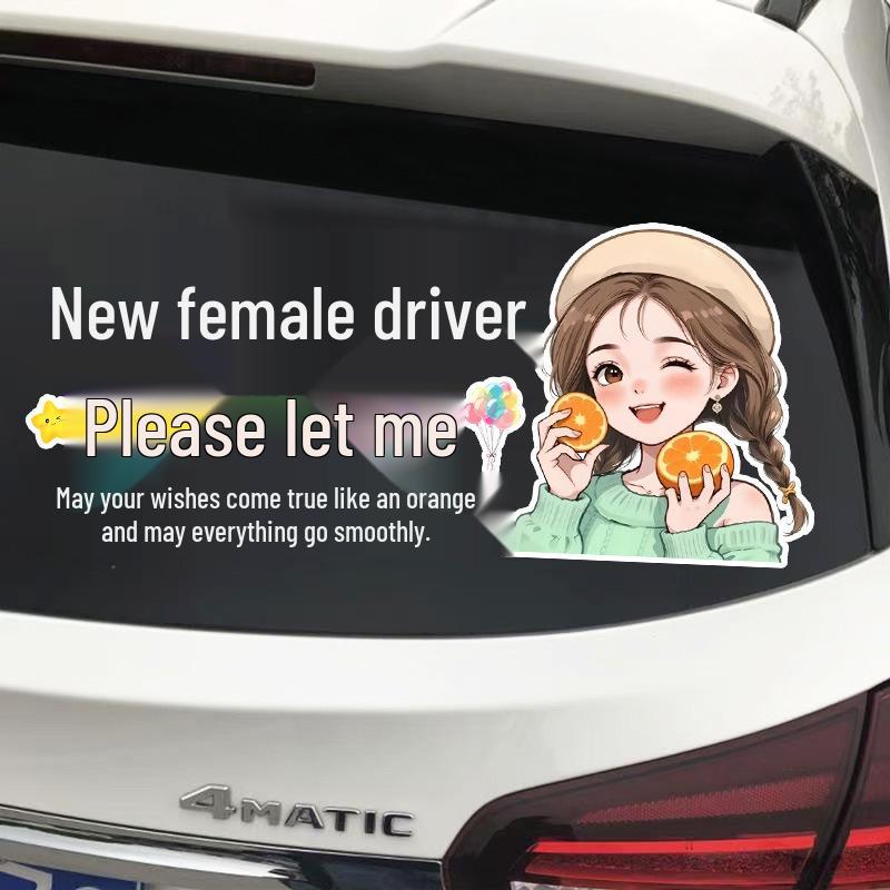 New Female Driver Reflective Warning Sticker – Please Let Me Pass, All the Best