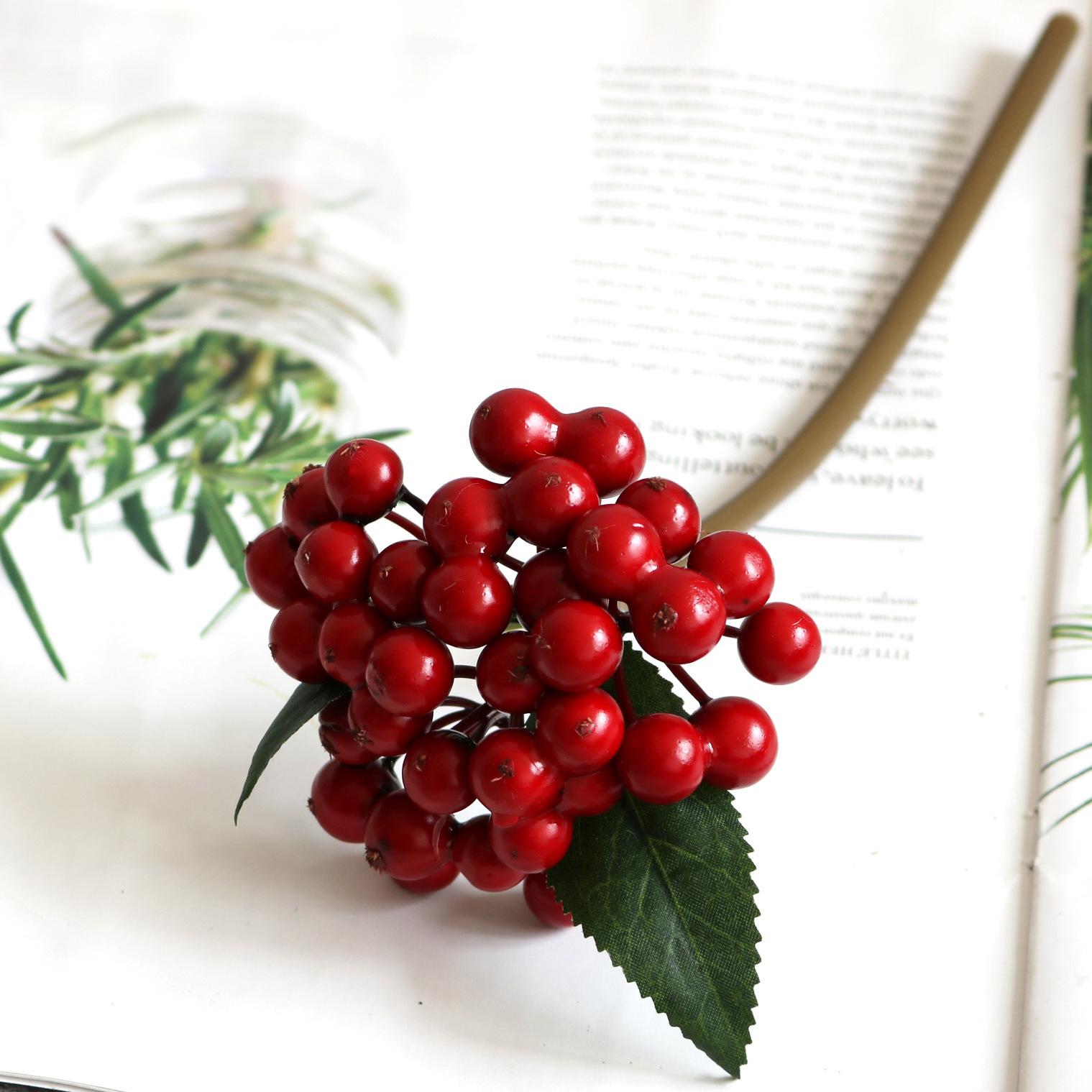 

1 шт. имитация ягод искусственные ягоды гроздь ветка рождественское украшение цветочная композиция DIY аксессуары украшение дома красный