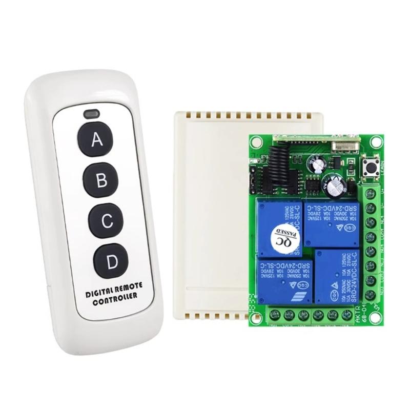 12V 4 Channel Wireless Remote Control Switches Garage Door Opener Remote Wireless Receiver Module for Garage Door 1 белый