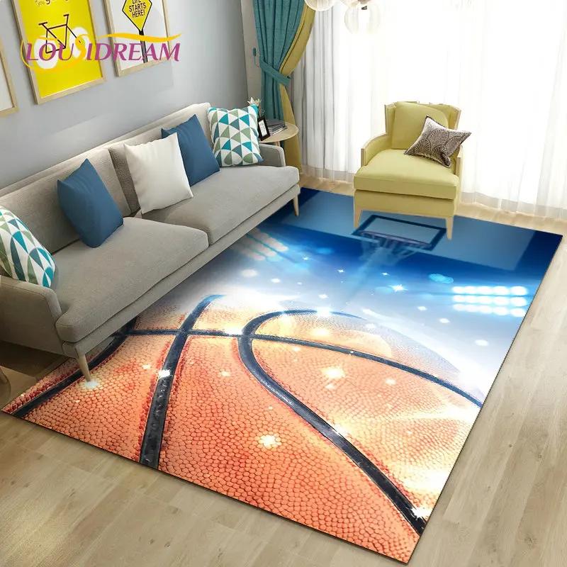 Tappeto 3D Area Basket Grande, Tappeto per Soggiorno Camera da Letto Divano Zerbino Decorazione Cucina, Tappetino Antiscivolo per Gioco Bambini