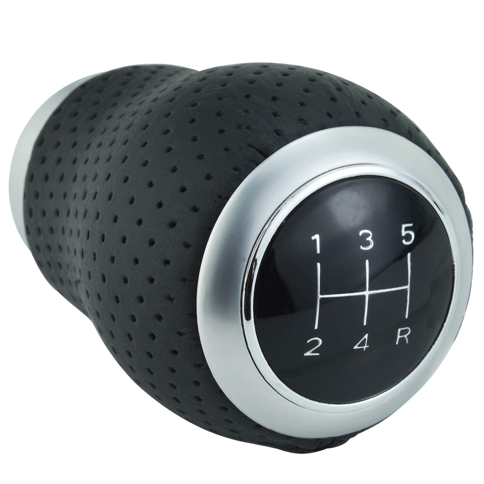 

Lunsom Leather Car Gear Shift Knob for General Auto Manual Vehicles 5-Speed (Black Stitching)