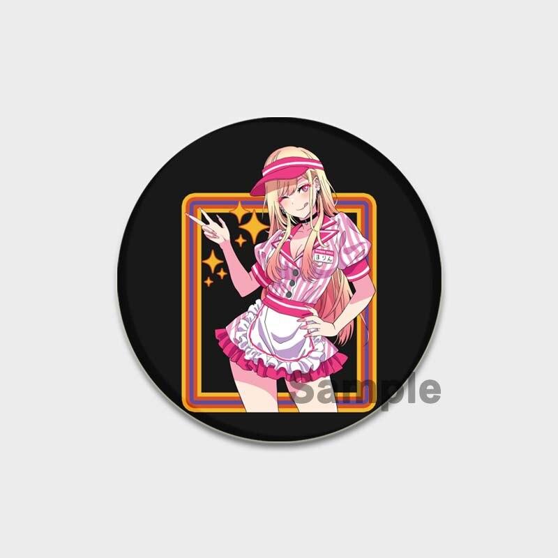 58MM My Dress-Up Darling Anime Brooches Kitagawa Marin Kuroe Shizuku Cosplay Badge Accessories Backpack Clothes Decoration XMAS Gift
