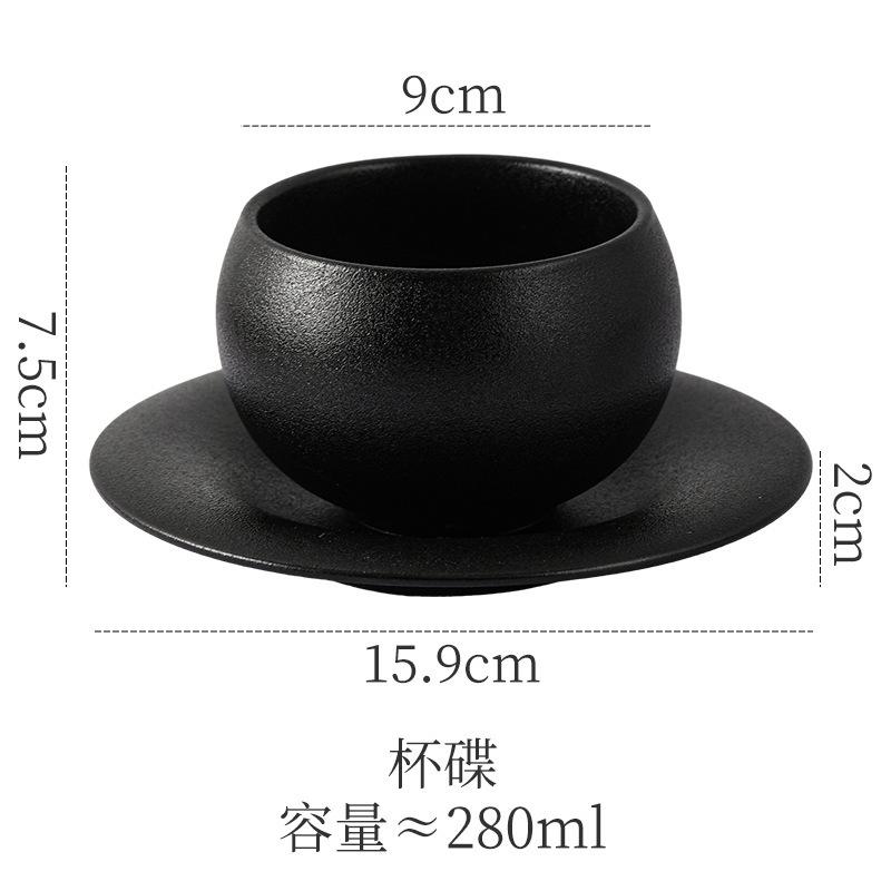 Ceramic Coffee Cup Saucer Egg-Shaped Cup Small Capacity Household Frosted Stone Latte Latte Flower Hand Cup Afternoon Tea