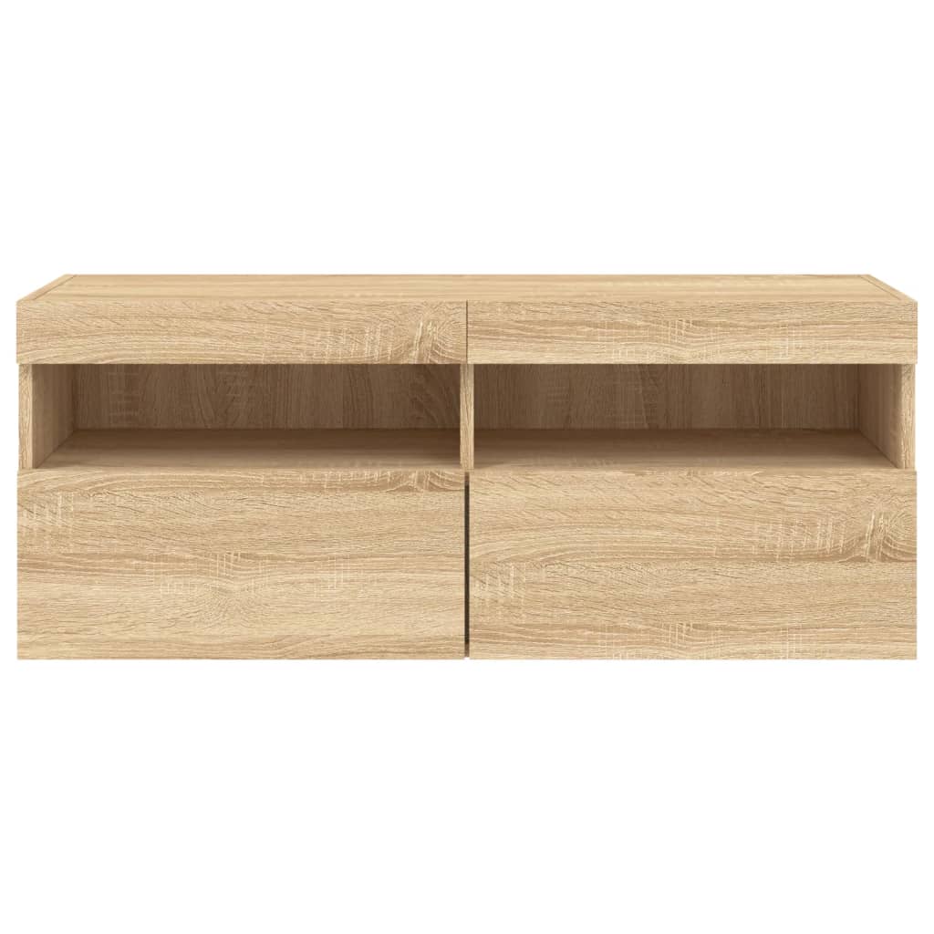 TV Wall Cabinet with LED Lights Sonoma Oak 100 x 30 x 40 cm