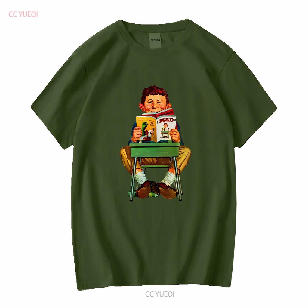 MAD Magazine Alfred E Newman T shirt retro graphic tee long or short sleeves vintage Washed Stretched Soft Casual homme