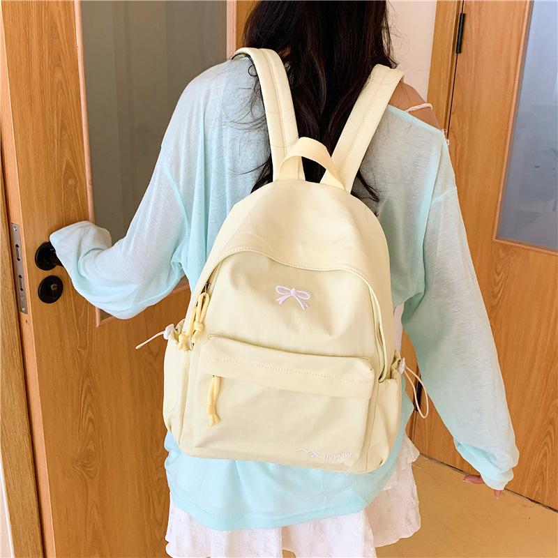 Schoolbag College Student Backpack Junior High School Student Computer Bag Korean Version Simple Girl Bow School Bag Large Capacity Backpack Female