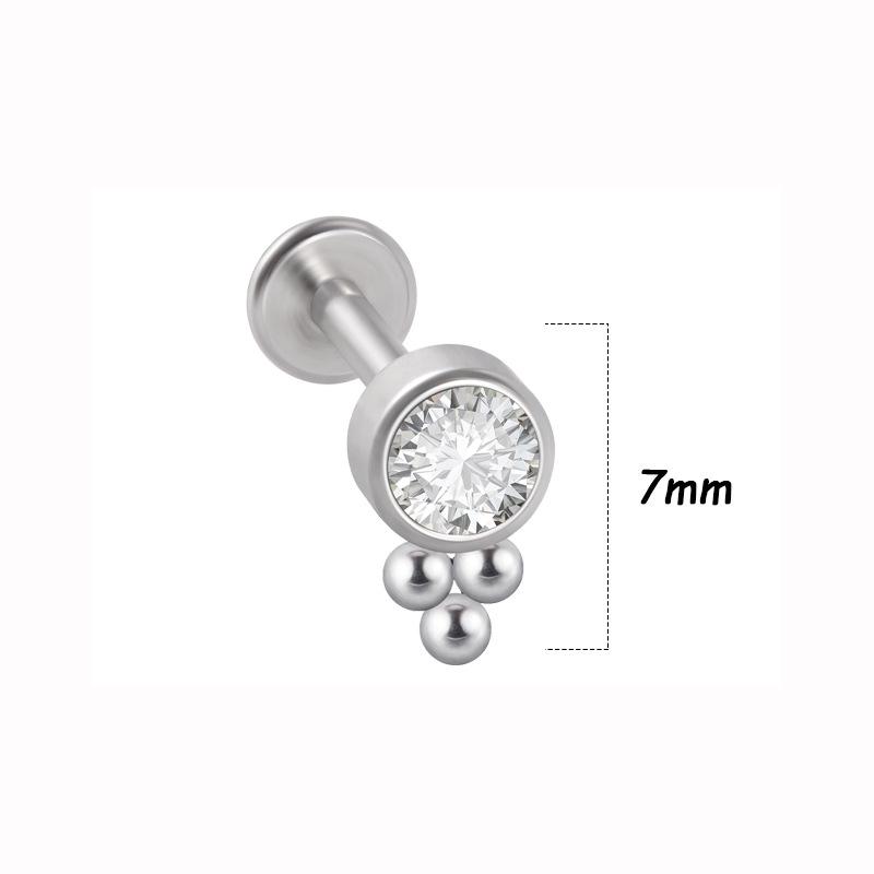 Titanium Steel 1.2 Gauge Crystal Cluster Triangle Lip & Ear Piercing Ring