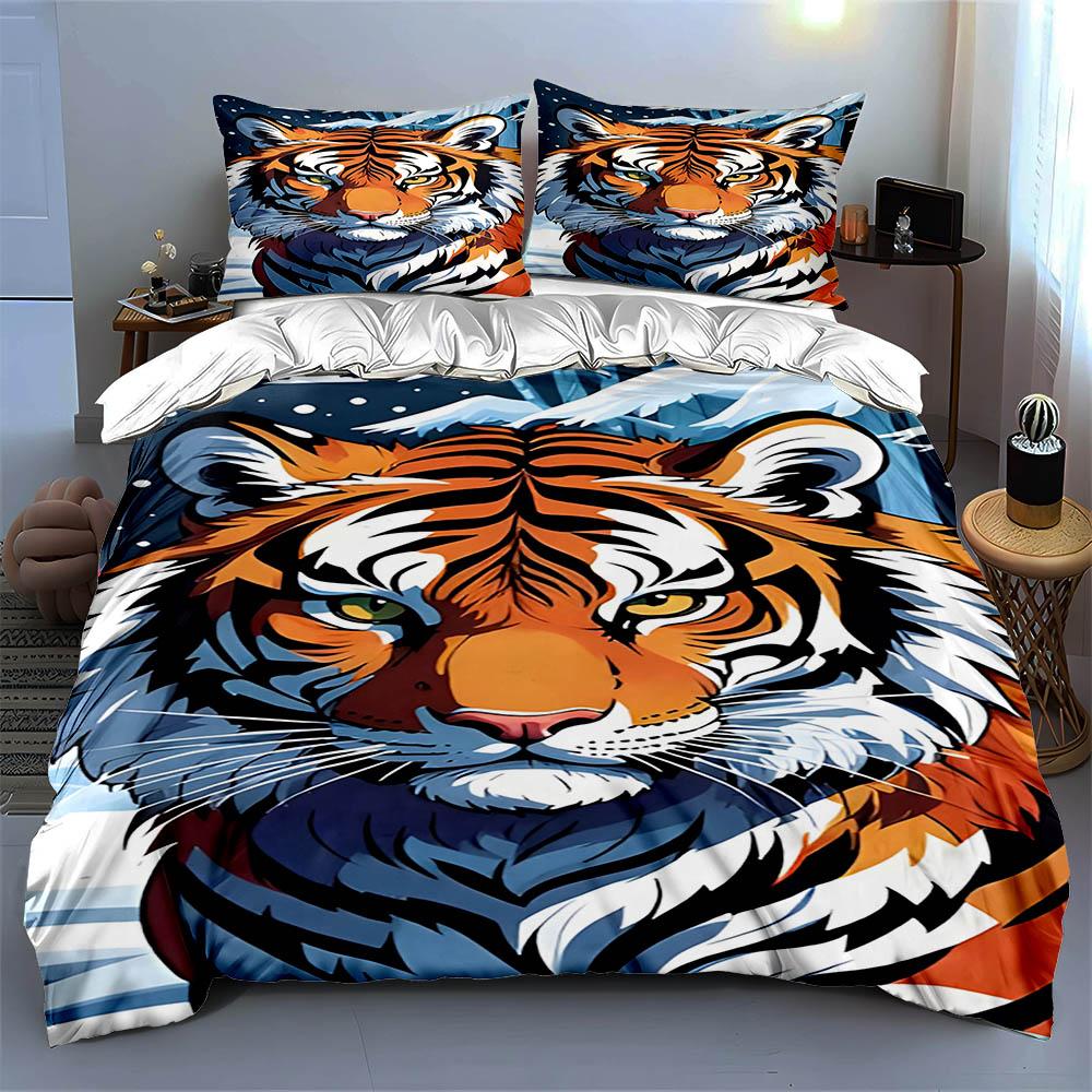 Tiger face illustration. Bedding Duvet cover sets Duvet covers Pillowcases gifts (1 * Duvet Cover 2 * Pillowcases, without duvet insert)
