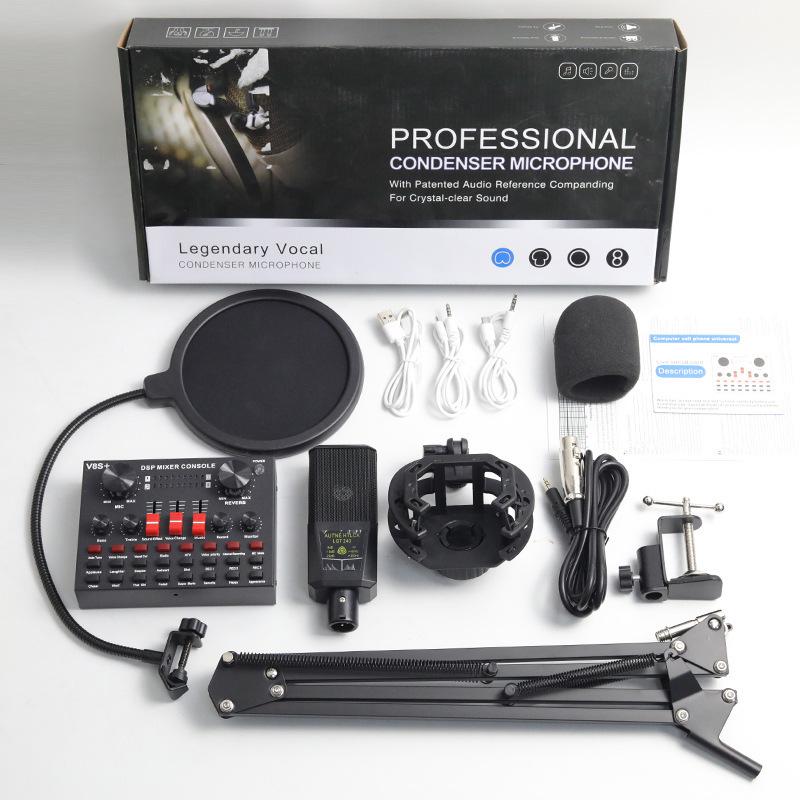 LGT240 Condenser Microphone with F998 & V8S Sound Cards for Live Streaming & Recording