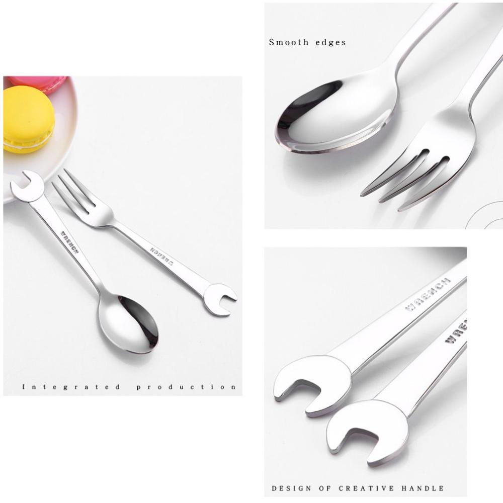Stainless Steel Wrench Shape Smooth Edge Kitchen Accessories Home Cutlery Tableware Dinner Spoon