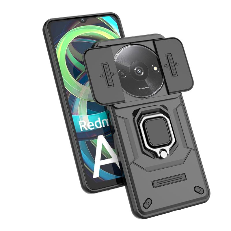 For Xiaomi Redmi A3 4G Case Slide Camera Shockproof Armor Phone Case for Xiaomi Redmi A3 A 3 2024 Magnetic Stand Ring Back Cover