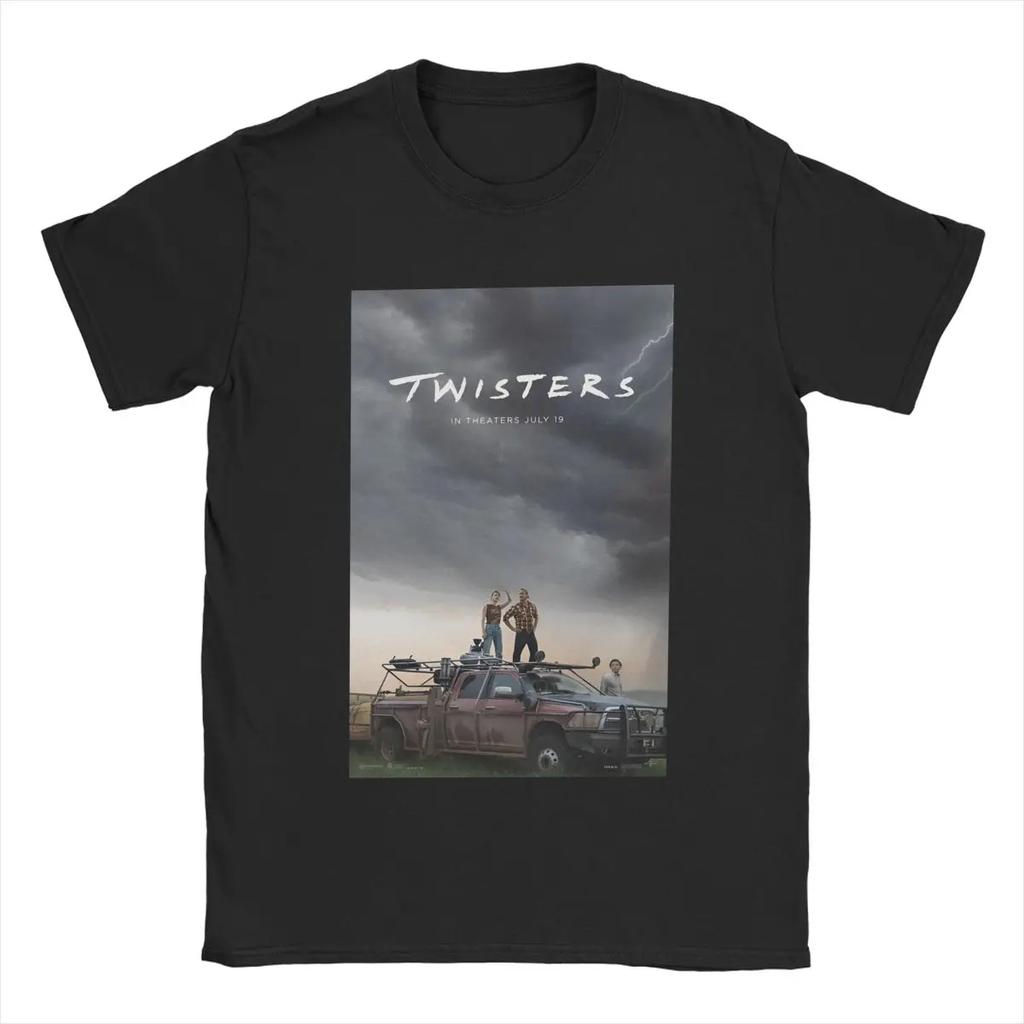 Hipster Twisters Poster 2024 T-Shirt Men Round Collar Cotton T Shirt Action Thriller Movie Short Sleeve Tee Shirt Party Tops