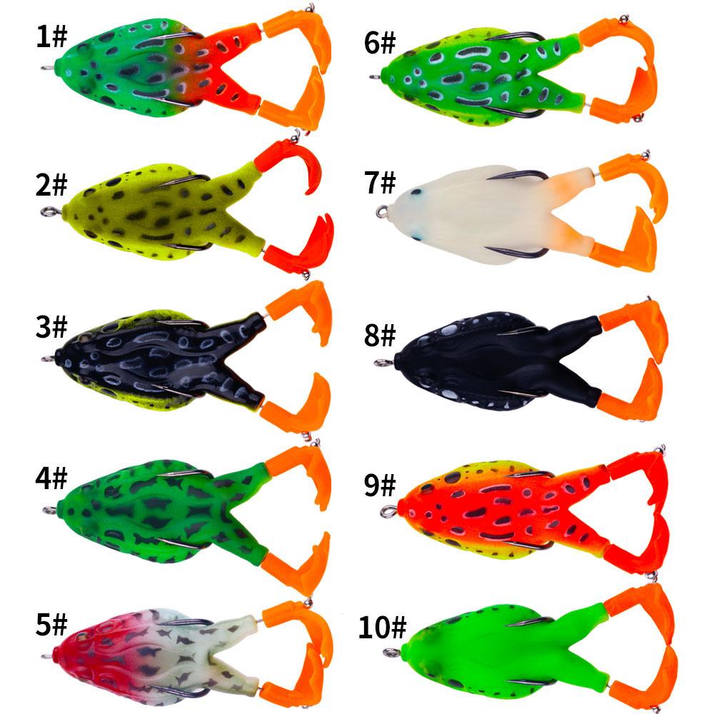 1pcs/10pcs/Floating Topwater Frog Lure Bass Trout Fishing Lures Kit Set Realistic Prop Frog Soft Swimbait Floating Bait with Weedless Hooks