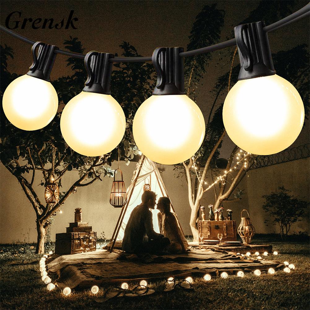 

Outdoor Waterproof String Light G40 Frosted Milky Glass E12 Replacement LED Bulbs IP44 Connectable Garden Party Wedding Garland 7.6m Cable 10 Bulb&Eu plug