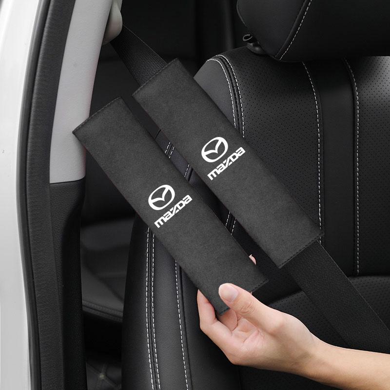 Car Seat Suede Safety Belt Shoulder Cover Cushioning Pad For Mazda 2 6 3 CX5 CX80 CX70 CX90 MX30 CX60 CX50 CX30 BT50 e-TPV CX3