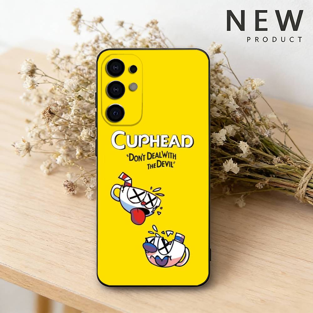 

Cute CupHead And MugMan phone Case For Samsung S26,25,24,21,22,23,30,20,Ultra,Plus,Fe,Lite Black Soft Cover Samsung S22plus5G