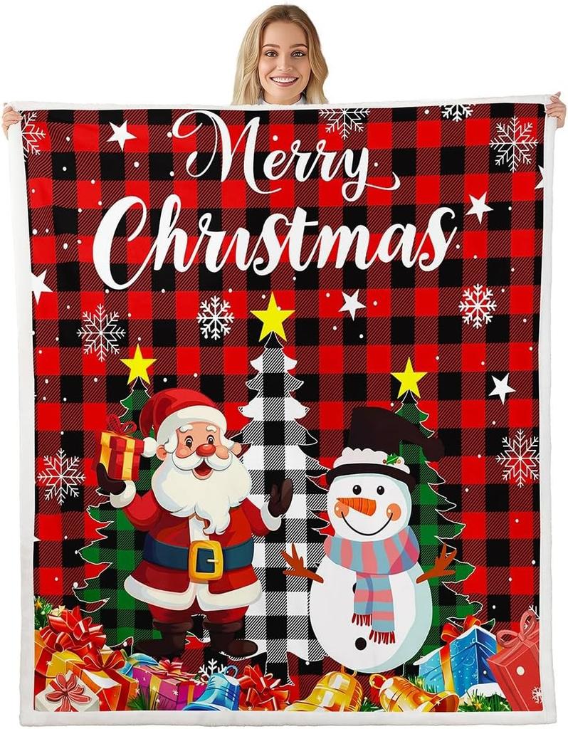 Christmas Throw Blanket Watercolor Red Truck Decor Fleece Blanket for Kids Teens Adults Green Xmas Trees Yellow Polka Dots Fuzzy