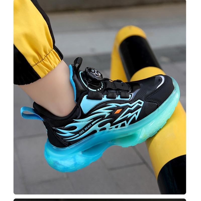Kinder Drehschnallen Sneaker Flammenmuster Luftpolstersohle Rutschfeste Sportschuhe