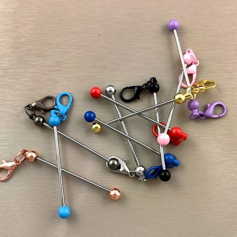 1PC Beadable Keychain Bars Metal Beaded Keyring Lobster Claw Clasp DIY Car Keychain Bag Decor For Jewelry Making
