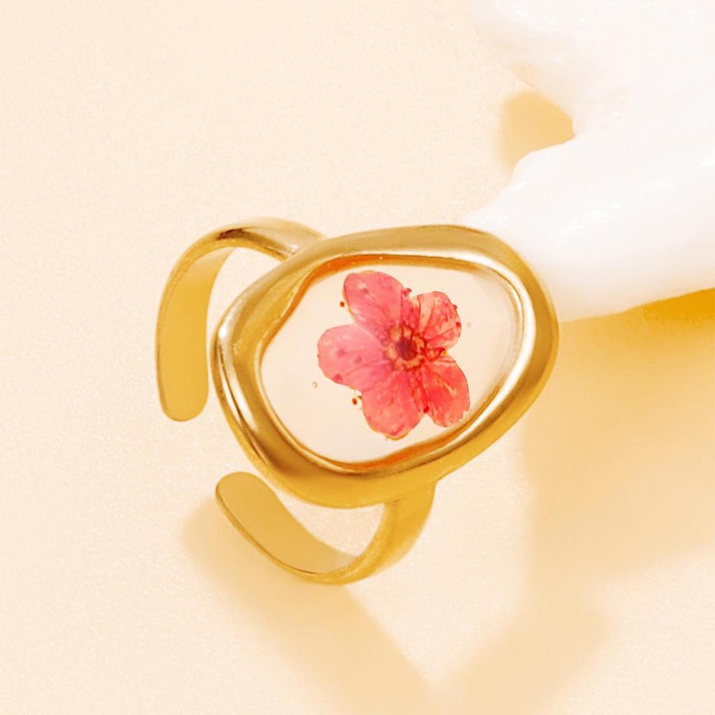 INS Style Hollow Geometric Oval 18K Gold Plated Stainless Steel Ring