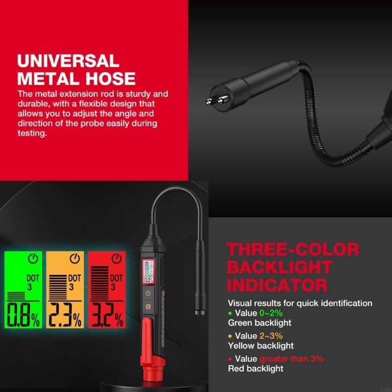 

R3MD Brake Fluid Moisture Analyzers with Data Hold Function Easy carry Design Automotive Brake Fluid Tester for Vehicle Safety