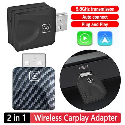 Adaptateur Carplay sans fil 2 en 1 Android Auto Smart AI Box pour Apple IOS Android Pour Volkswagen Toyota Peugeot Volvo Kia