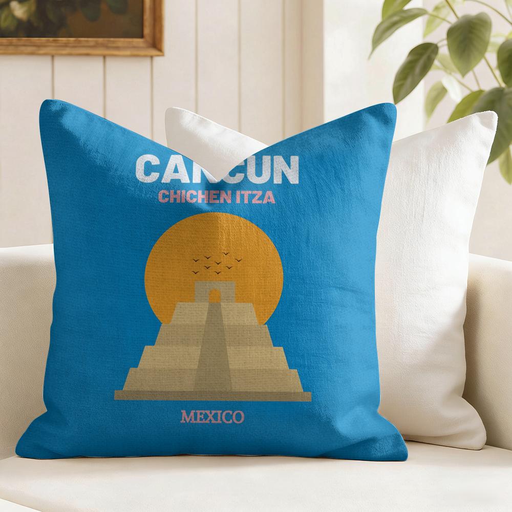 Bali Dubai Jaipur Travel Cushion Cover Eco Linen Pillow Case DoubleSided Print Breathable Durable Zipper Home Decor Gift
