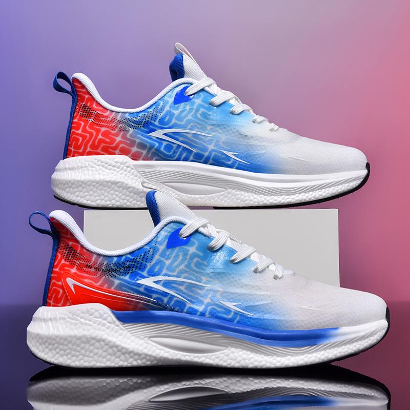 Men Running Shoes Mesh Breathable Outdoor Sports Flat Casual Comfortable Tennis Shoes Lace-up Trendy Sneakers for Man