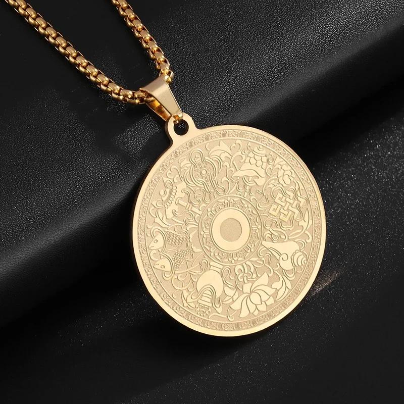 Fashion Hip Hop Stainless Steel Double Koi Fish Medal Pendant Necklace for Men and Women Fashion Lucky Jewelry Gift