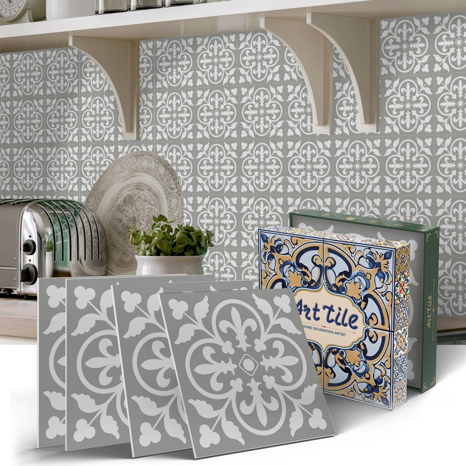 

European Art Wall Sticker Self-Adhesive, Bedroom Kitchen Waterproof And Anti-Fouling Pet Foam Thickened Wallpaper Tile Sticker 15CMx15CMx12PCS