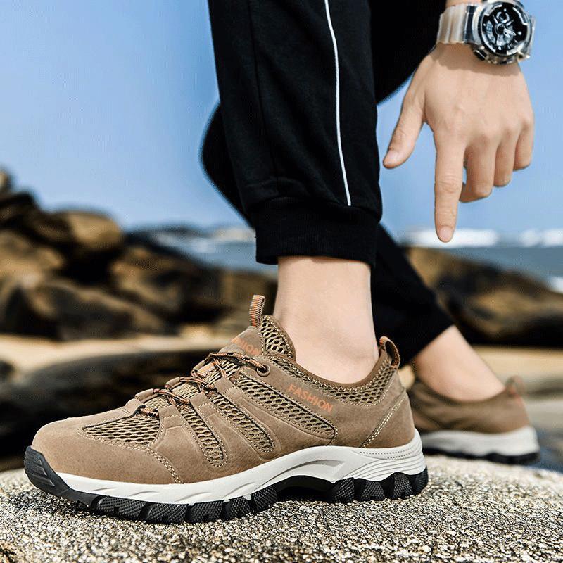 Spring New Hollow Mesh Shoes Mesh Outdoor Hiking Shoes Sports and Leisure Men's Shoes Travel Breathable Single Shoes