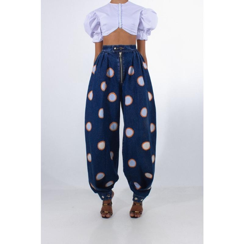 High Waisted Front Zipper Baggy Harem Jeans Vintage Streetwear Washed Blue Loose Tapered Buttoned Ankle Casual Denim Trousers