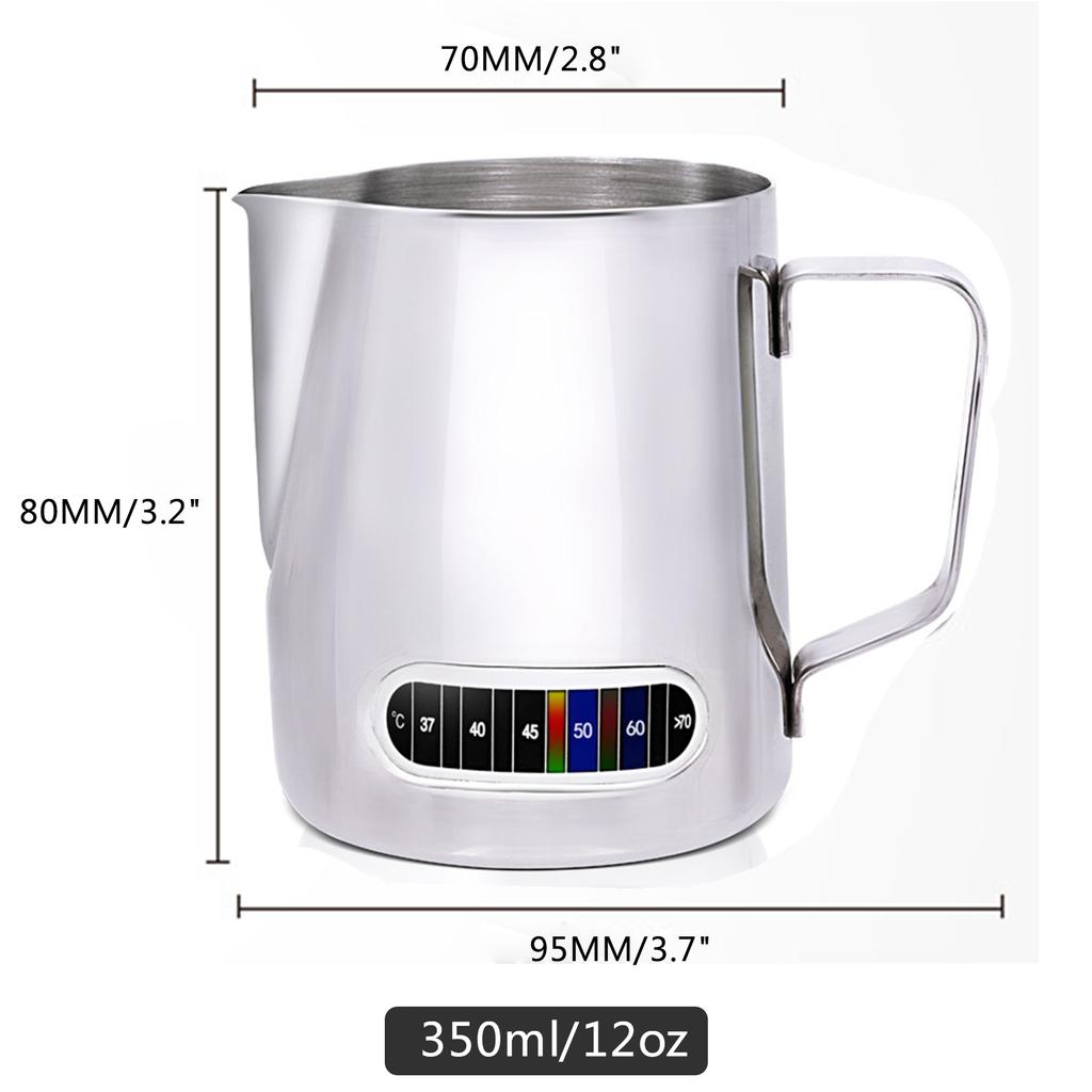 Milk Frothing Pitcher with Temperature Display Stainless Steel Milk Frother Pitcher Jug Cup for Latte Art Barista Kitchen Tool
