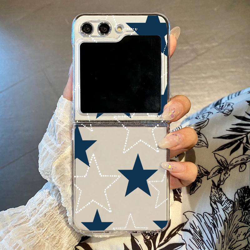 

Для Samsung Z Flip6 Flip5 Flip4 Flip3 Star Pattern 2 шт. складной прозрачный ПК жесткий тонкий противоударный чехол Samsung Z Flip6