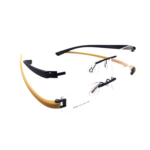 

RSINC Combo of black-yellow black -black Rimless frame For Men And Women, Modern, Unisex, Sports, 51-18-140 6D-VOCW-89EY