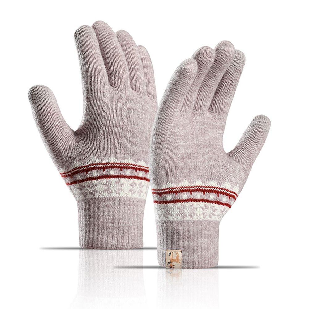 Snowflake Pattern Jacquard Female Gloves Wool Mittens  Gloves Knitted Cashmere Gloves