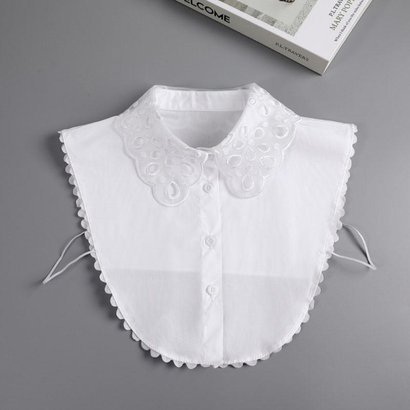 White Lapel Fake Collar Neck Decorative Chiffon Cotton Chocker Women Detachable False Collar Shirt Doll Lace Ladies Half Shirt