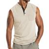 Men's Sleeveless Men's V-neck Button Sport Breathable Wide Shoulder Man T-shirt