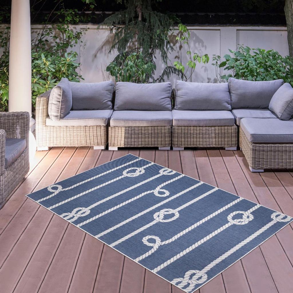 Buy Rectangular Outdoor Carpet MARIN REVERSIBLE Blue Terrace, Garden