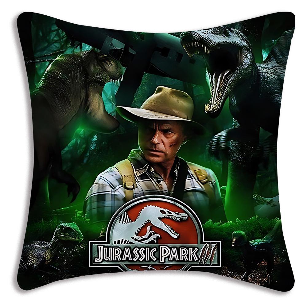 Cute Dinosaur Jurassic P-Park Pillow Covers Cartoon Sofa Decorative Home Double-sided Printing Short Plush Cute Cushion Cover
