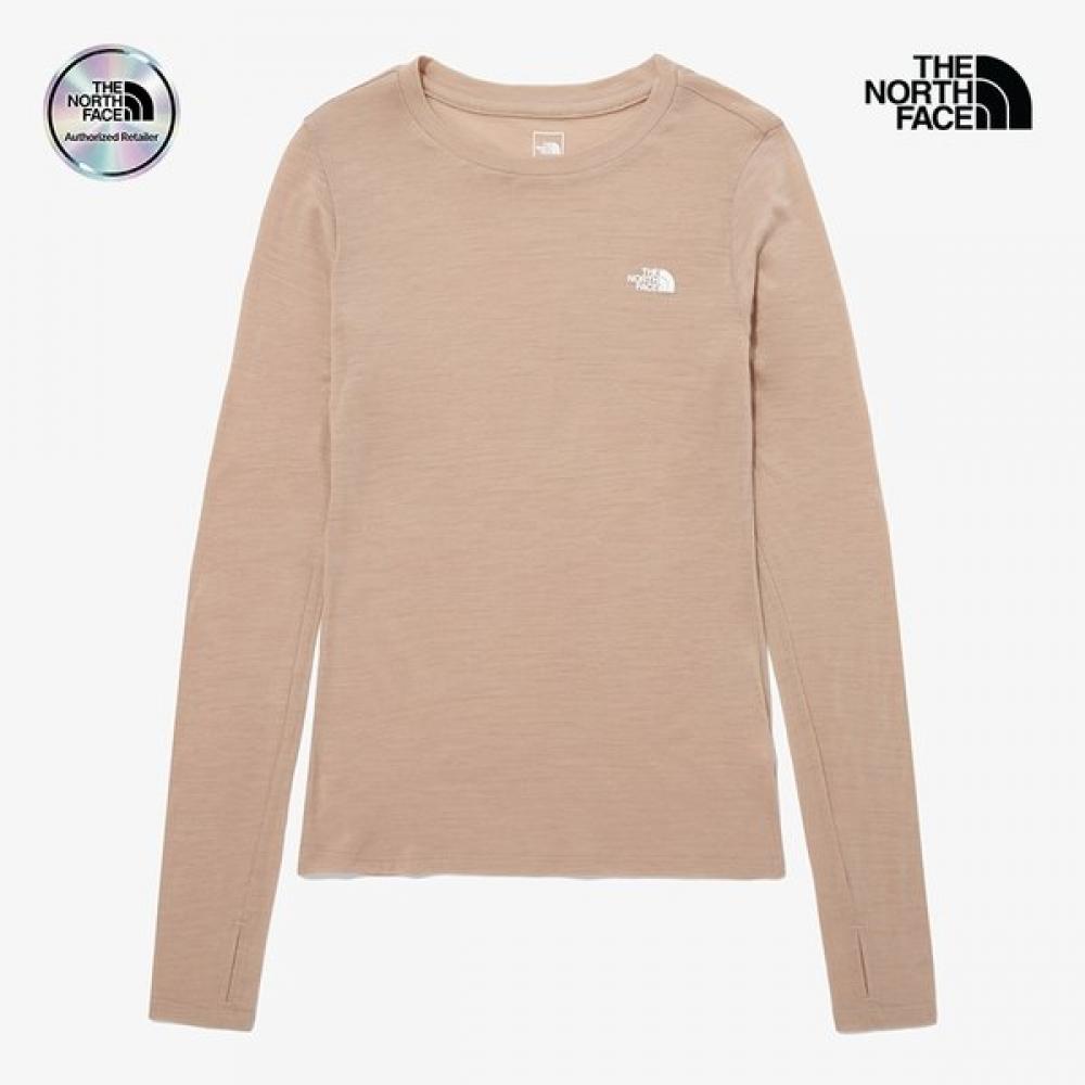 The North Face Women Merino Wool Long Sleeve Crew Beige Nt7tp90b 90
