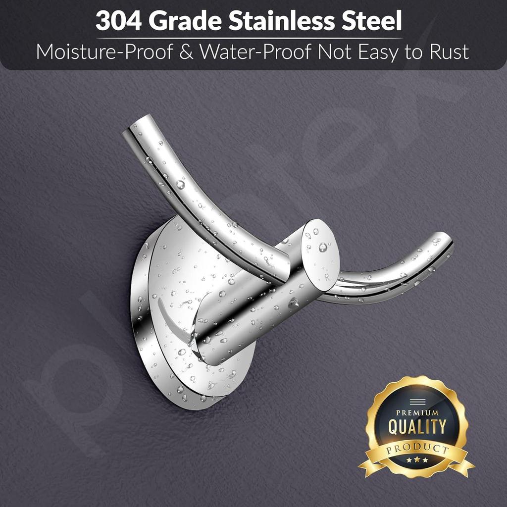 Grade Stainless Steel Bathroom Hooks for Hanging Towels and Clothes In Washroom/Bathroom Accessories - Oreva (Chrome)
