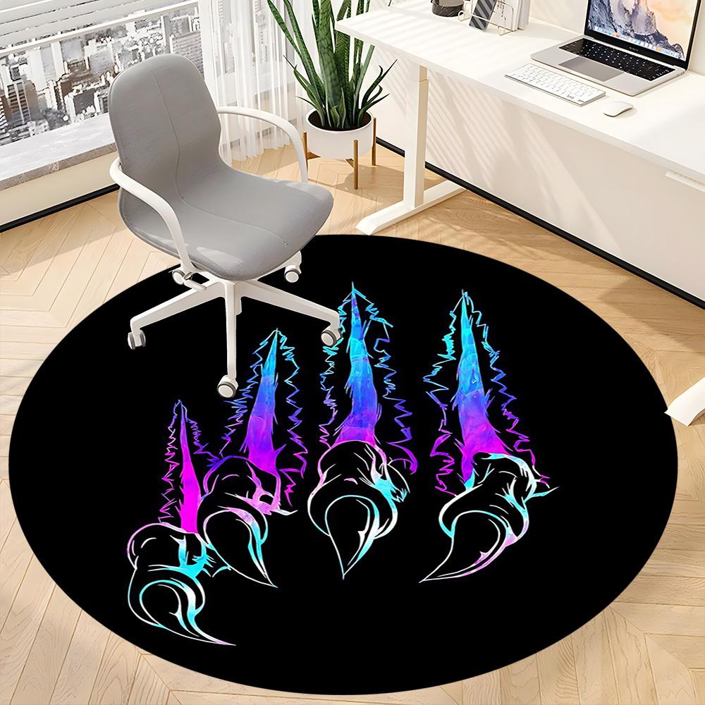 1pc Claw Marks Office Round Area Rug, Mat Suitable For Office, Under Office Chairs Bedroom Living Room Home Decor, Room Deco