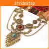 Ethnic Vintage Alloy Necklace With Geometric Pendant And Water Wave Chain For Women