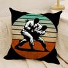 Sports Judo Martial Arts Pillow Case Natural Linen Double-Sided Printing Sofa Home Decor Cushion Cover